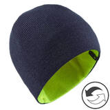 CHILDREN'S REVERSE SKIING HAT NAVY YELLOW FLUORESCENT