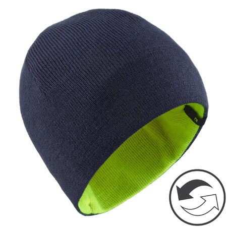 BONNET DE SKI ENFANT - REVERSE - BLEU MARINE JAUNE FLUO