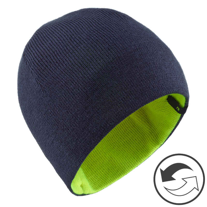 KIDS’ SKI HAT - REVERSE - NAVY BLUE NEON YELLOW