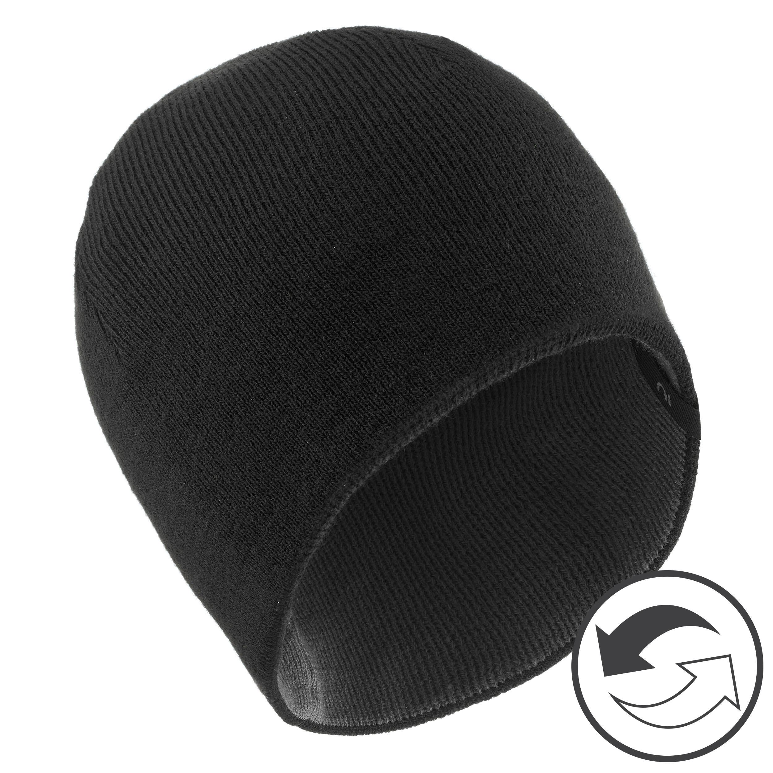 Wedze Kids’ Ski Hat Reverse Black Grey