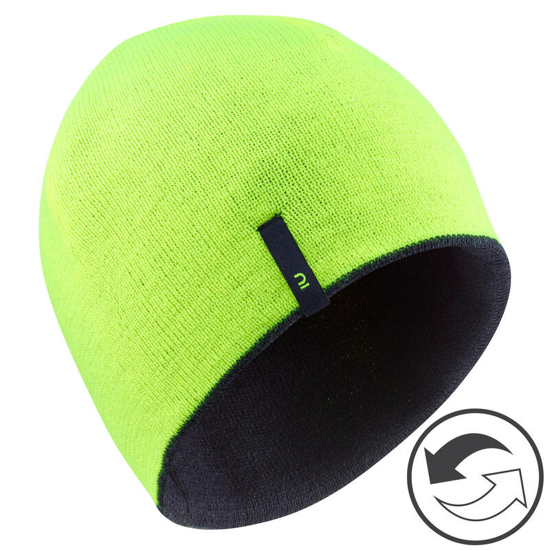 BONNET DE SKI ENFANT - REVERSE - BLEU MARINE JAUNE FLUO