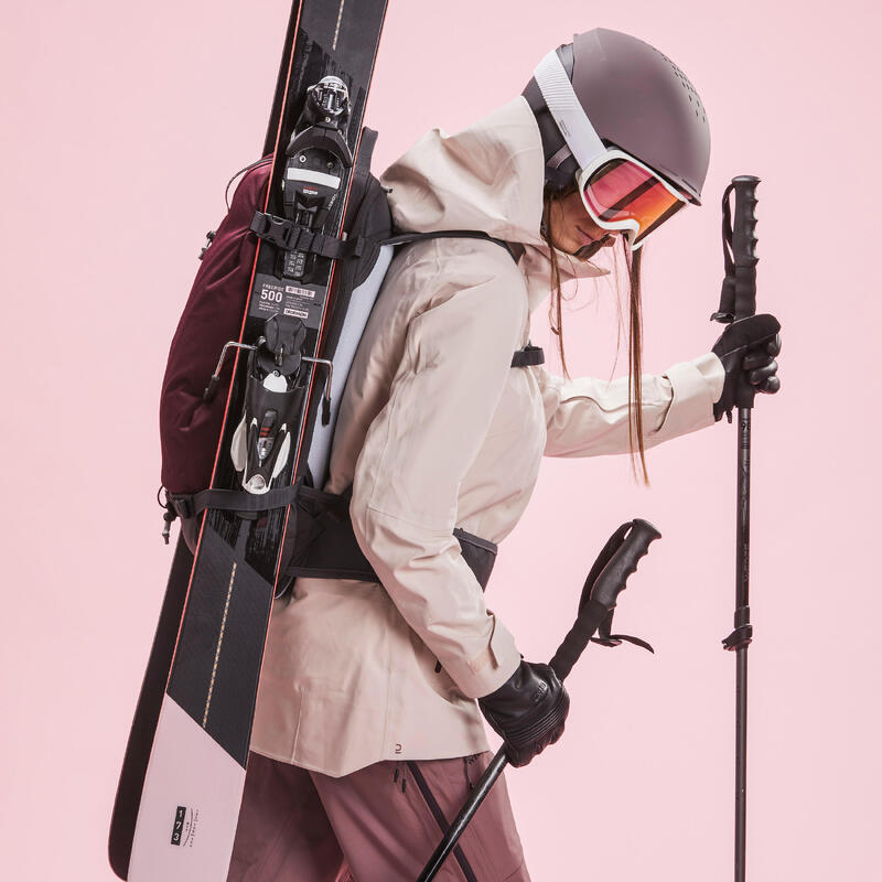 Jachetă schi freeride FR900 LIGHT Alb-Gri Damă