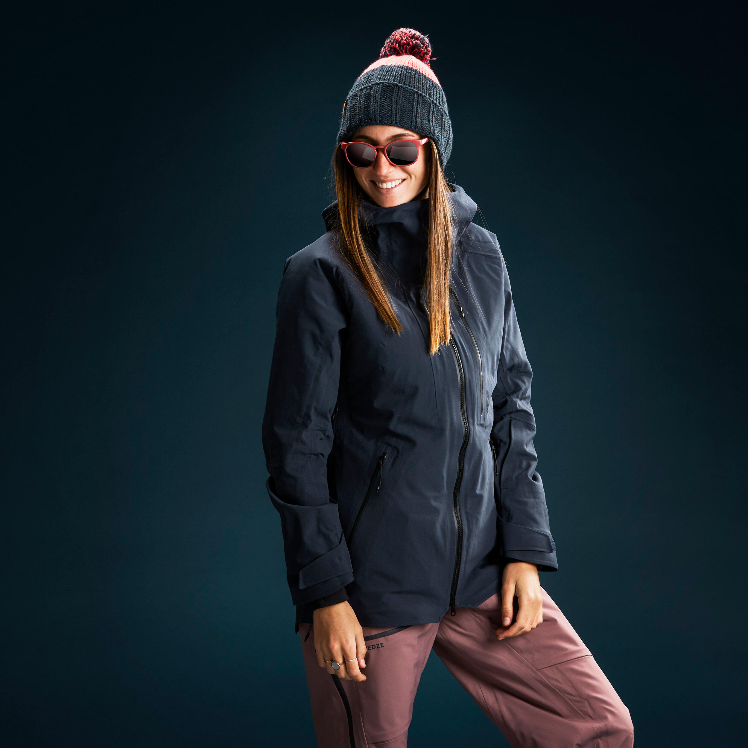 Chaqueta de esquí y nieve impermeable mujer Wedze FR 500 azul marino 8/18