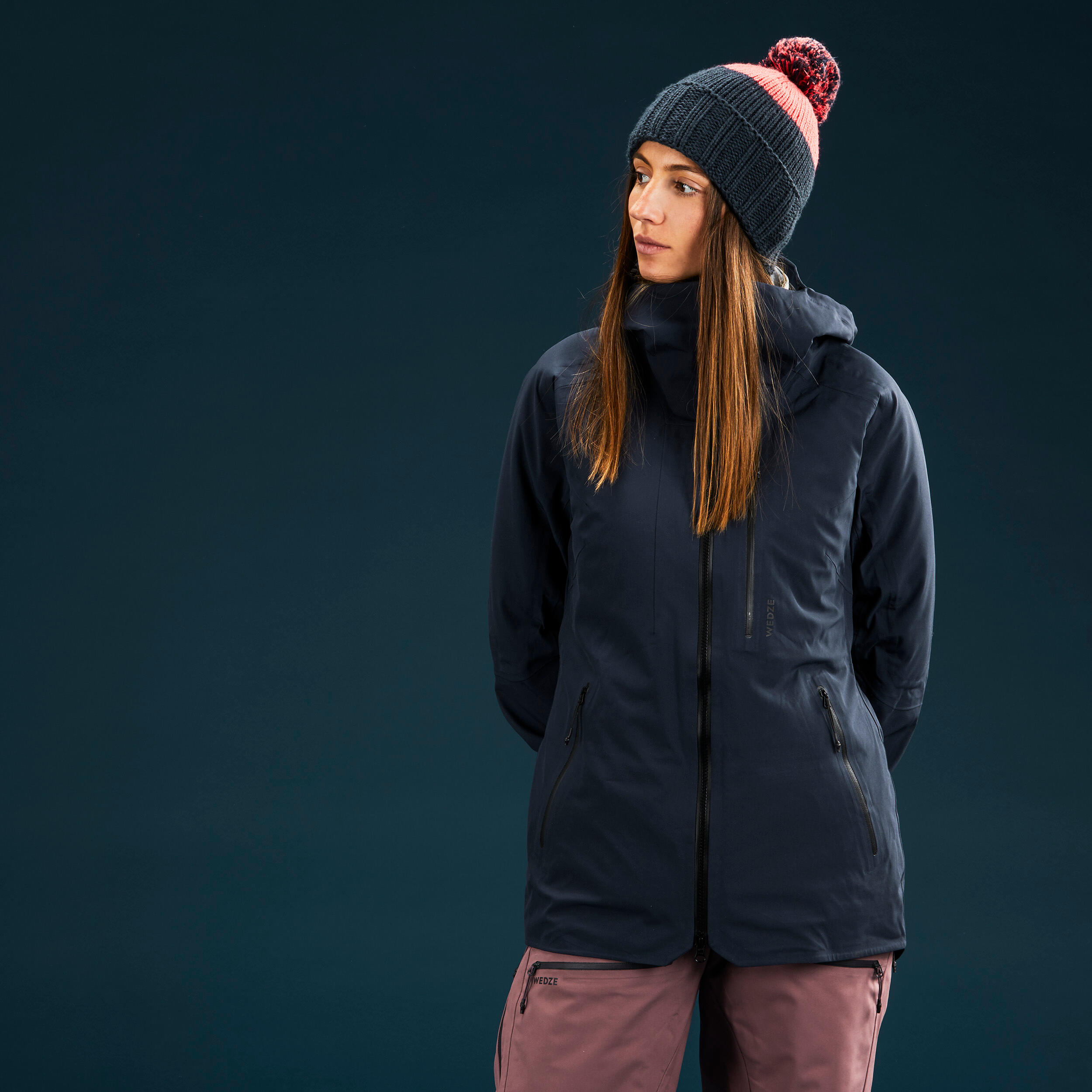 Chaqueta de esquí y nieve impermeable mujer Wedze FR 500 azul marino 9/18
