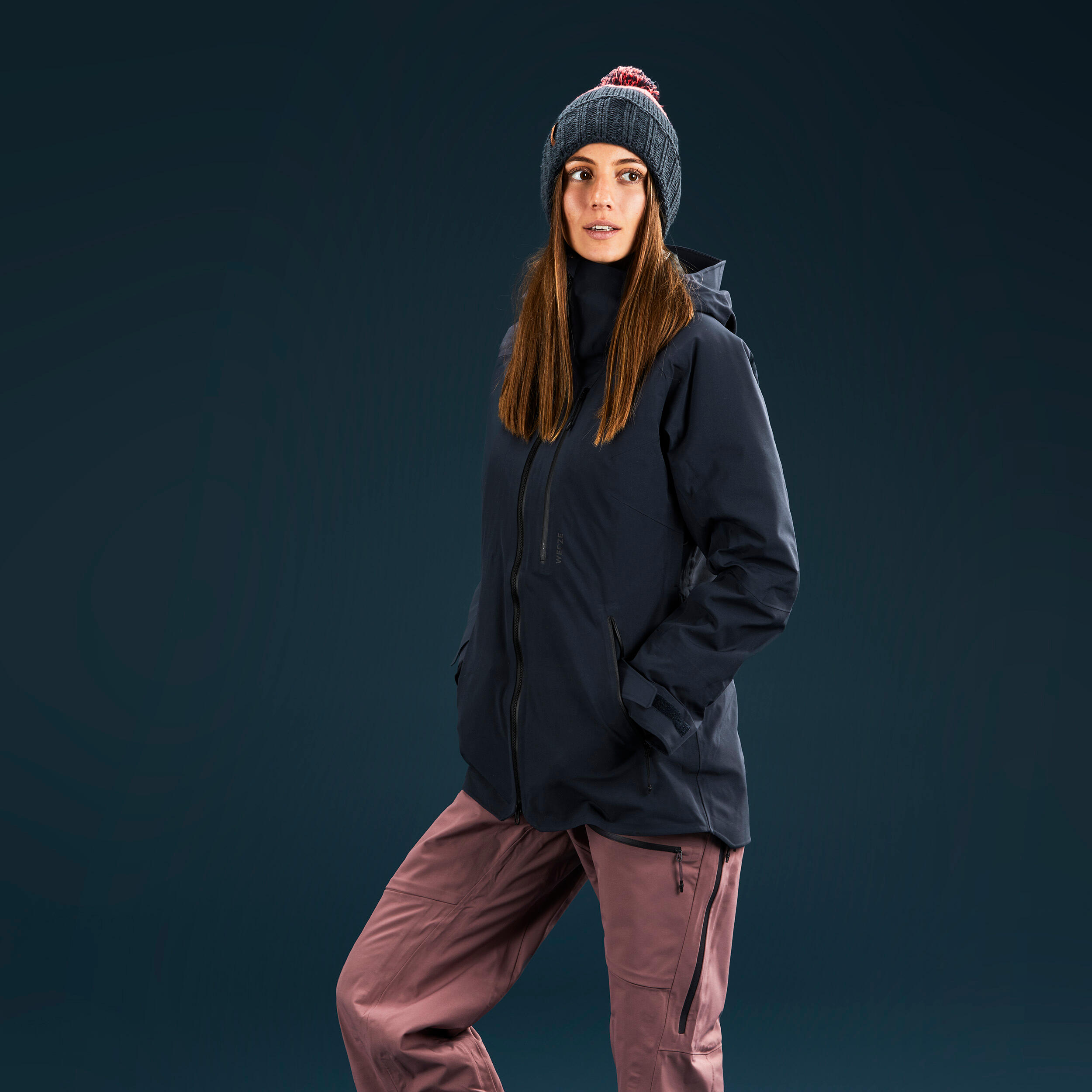 Chaqueta de esquí y nieve impermeable mujer Wedze FR 500 azul marino 10/18