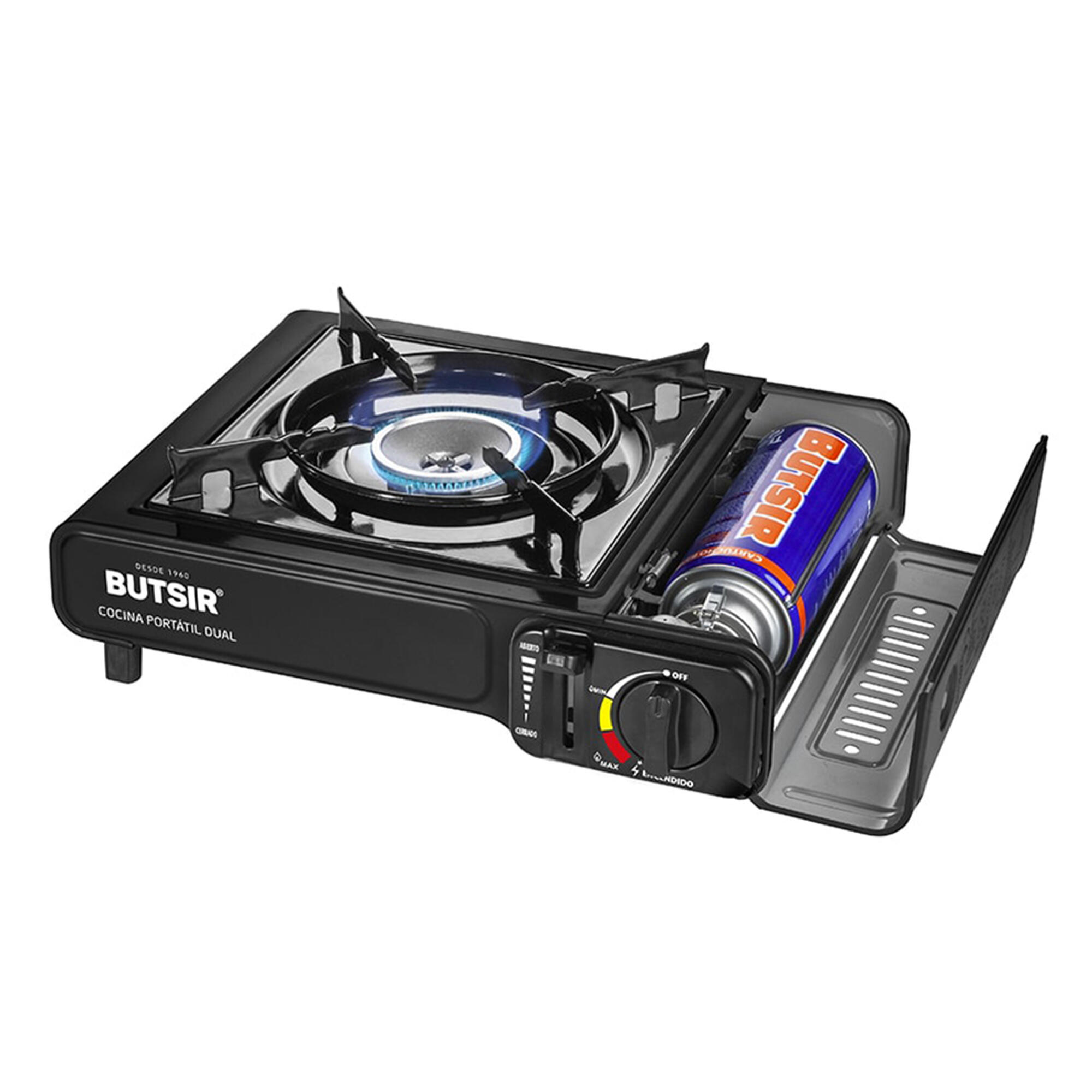 Hornillo de gas 1 fuego potencia regulable Butsir MS1000 Dual 2/4