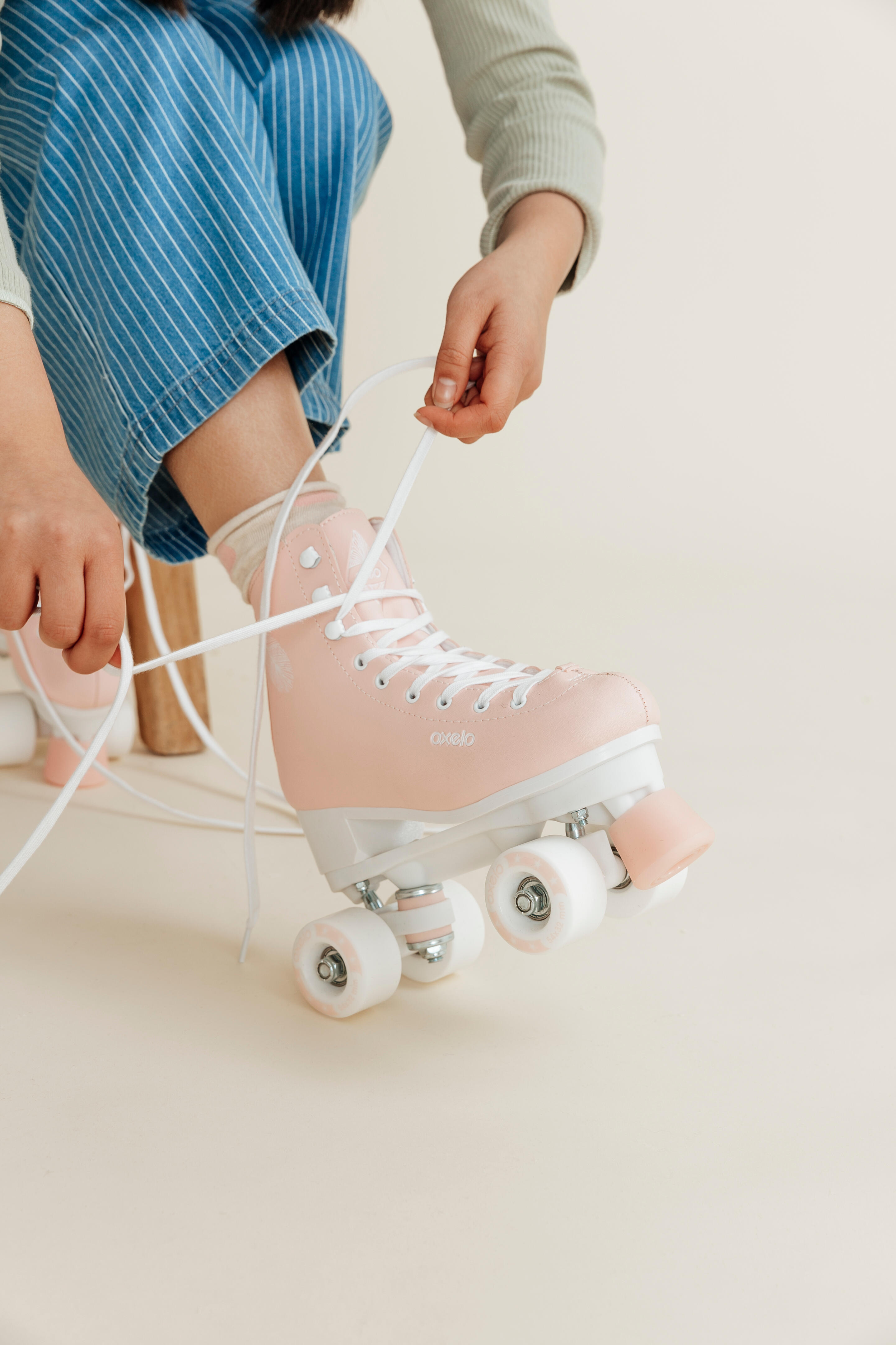 Kids' and Adult Artistic Roller Skating Quad Skates 100 - Pink 14/15