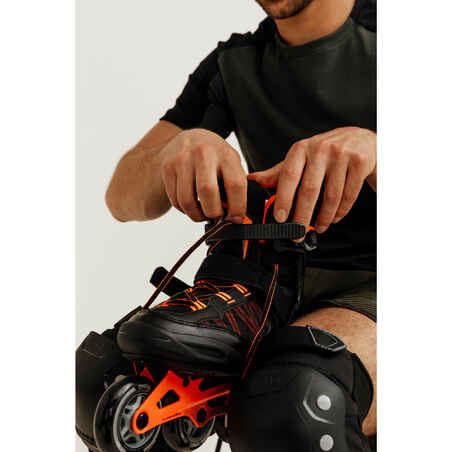 Patines Línea Hombre Oxelo Fitness FIT500 Negro Naranja