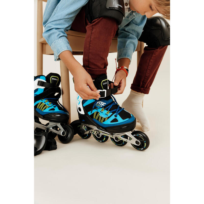 Roller fitness enfant FIT 5 Jr bleu blanc