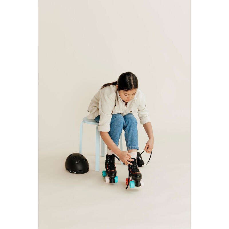 Casco roller skateboard monopattino MF500 nero-azzurro