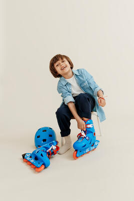 Casque enfant roller skateboard trottinette B100 bleu