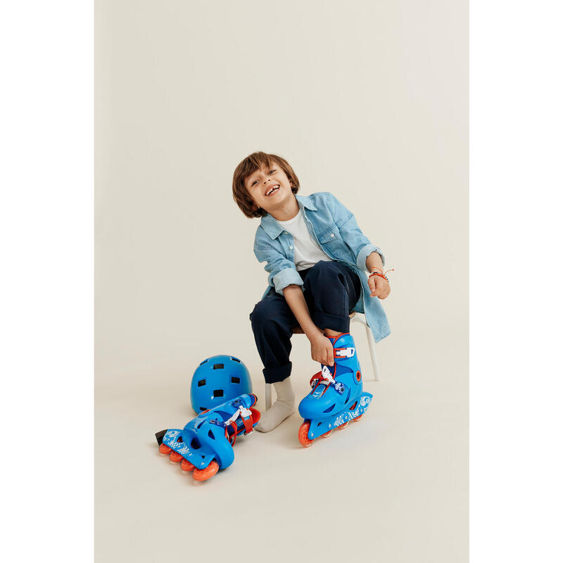 Casque enfant roller skateboard trottinette B100 bleu