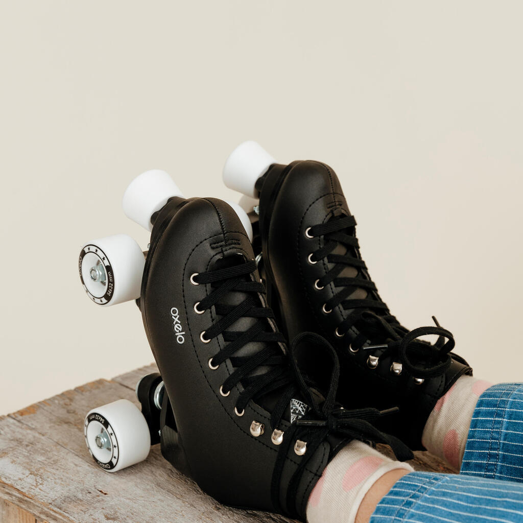 Kids' and Adult Artistic Roller Skating Quad Skates 100 - Black