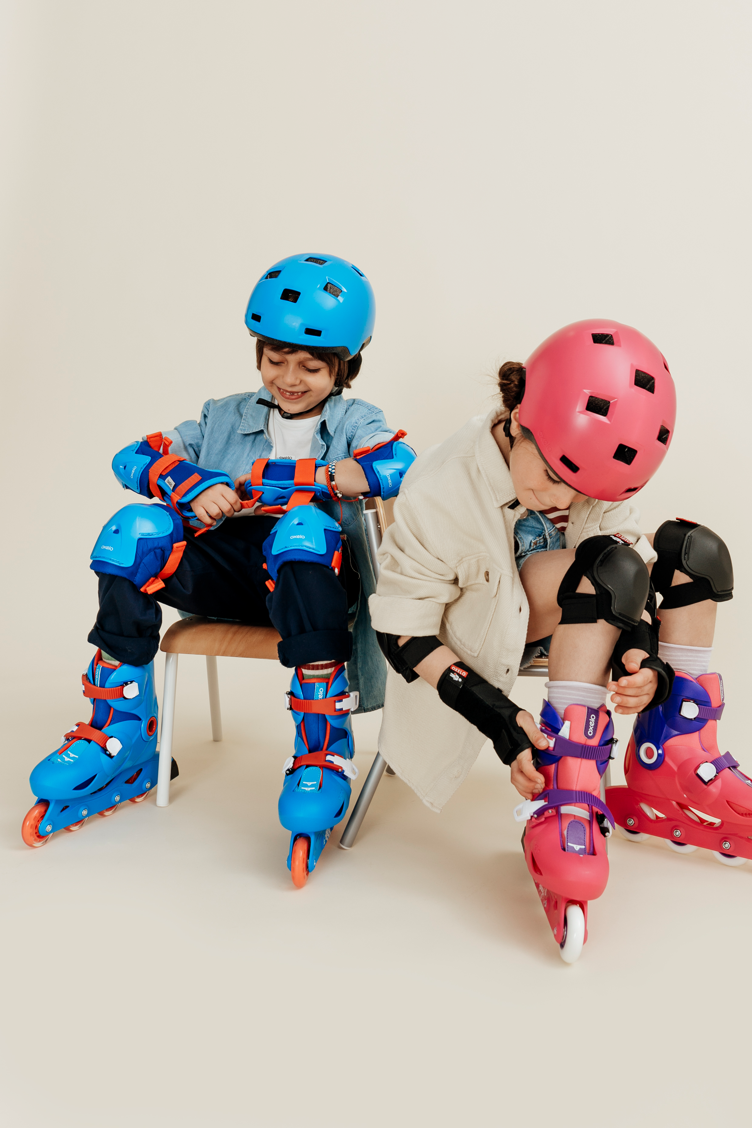 Set 3x2 Protections roller trottinette skate enfant PLAY bleu pour les  clubs et collectivités