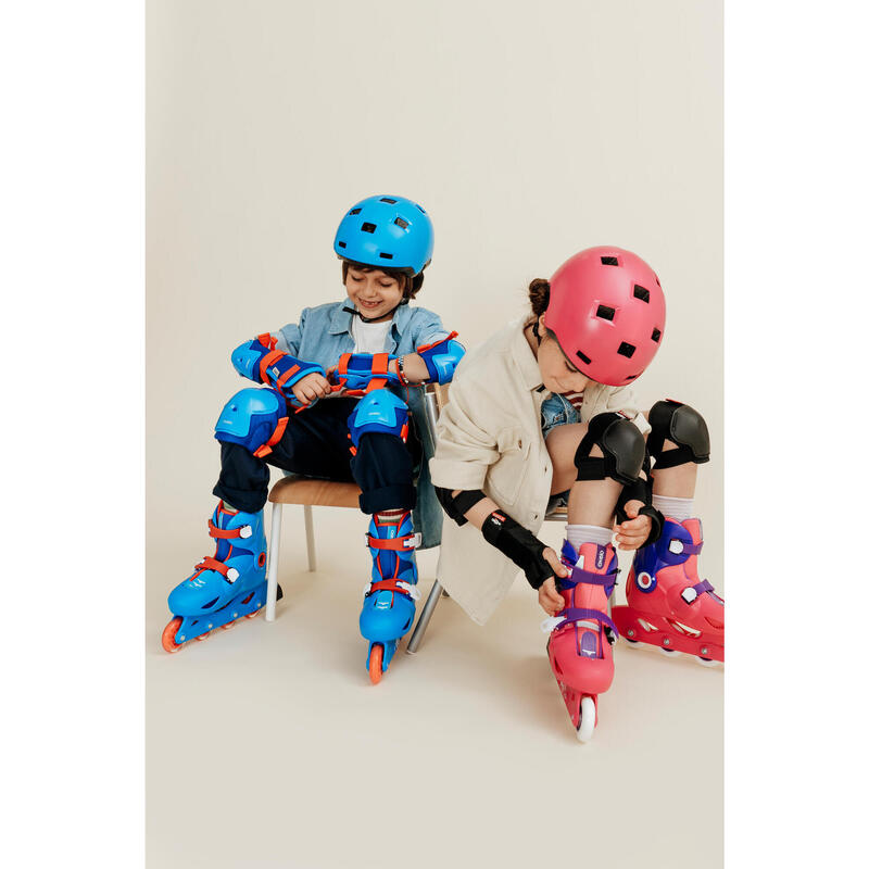 Set 3x2 Protections roller trottinette skate enfant PLAY bleu