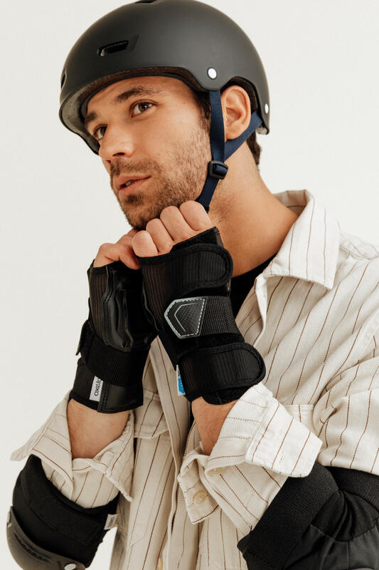 Set 3x2 protections roller adulte FIT500 noir gris Decathlon