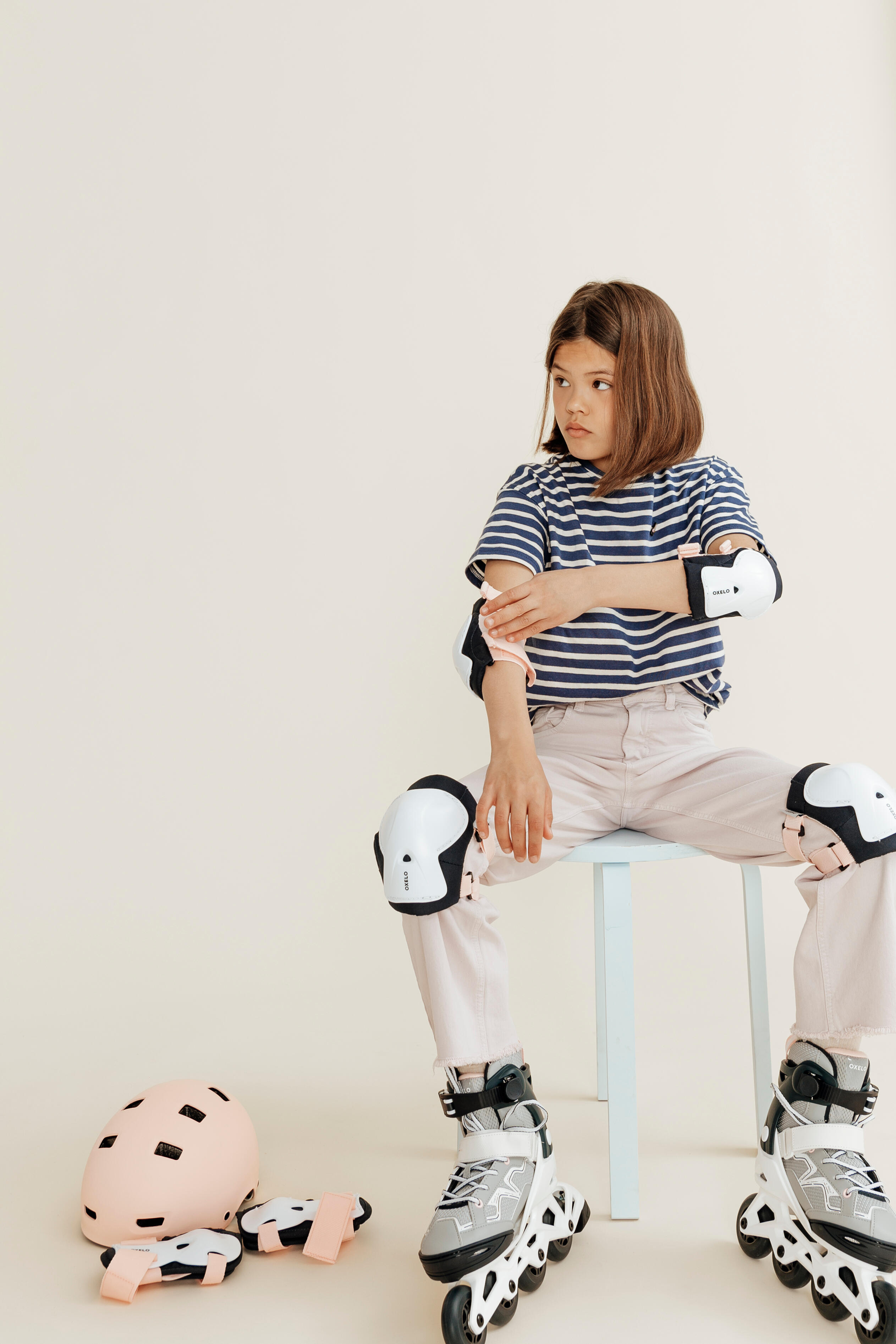 Kids' Inline Skate Protection Set - Blue/Pink - OXELO