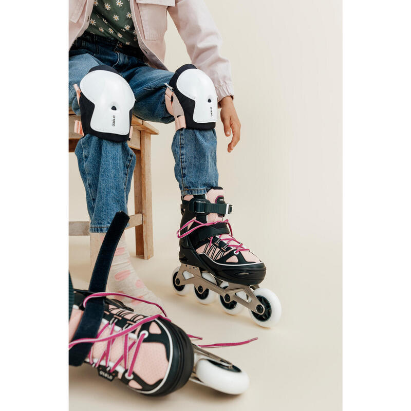 Set 3x2 protections roller trottinette skate enfant PLAY Bridal Pink