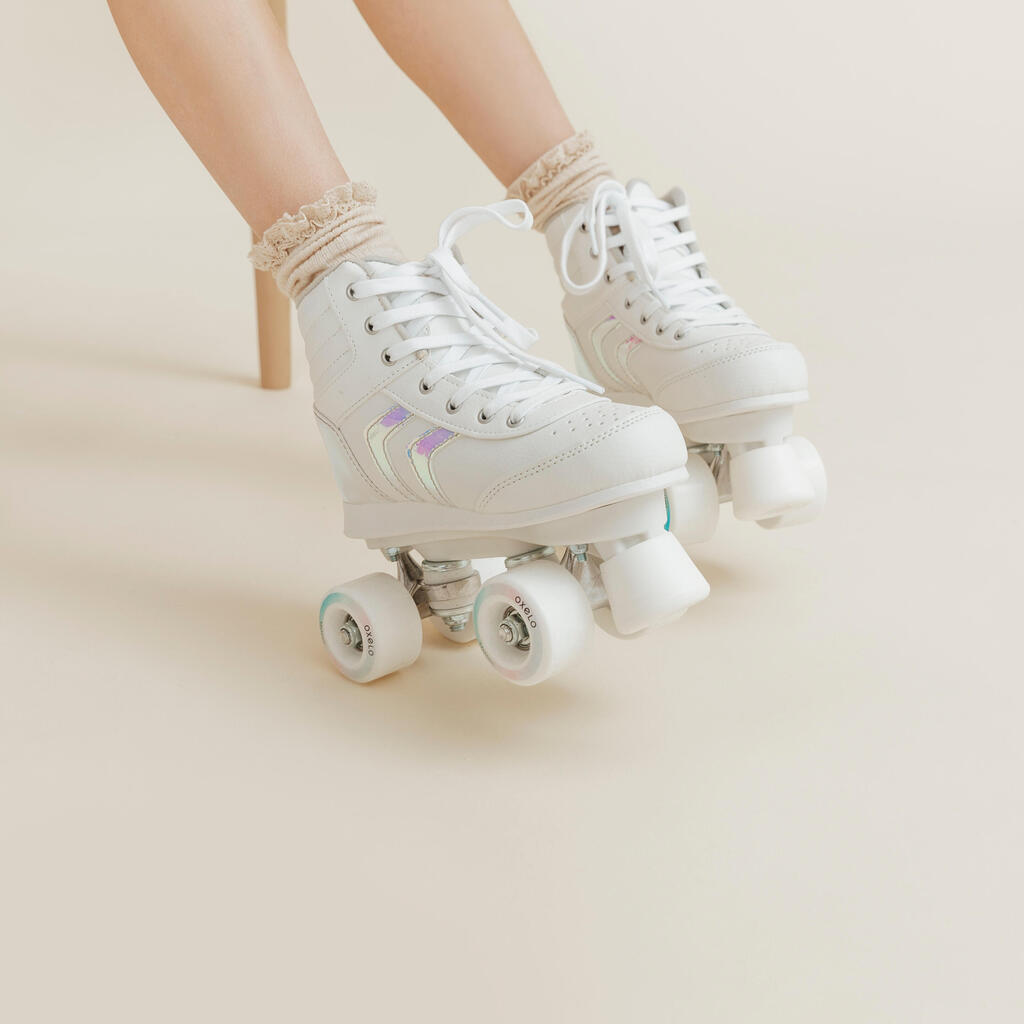 Patin à roulettes enfant QUAD 100 JR blanc holographic