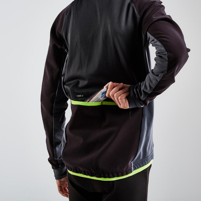 Chaqueta Ciclismo 500 Niños Negro/Amarillo