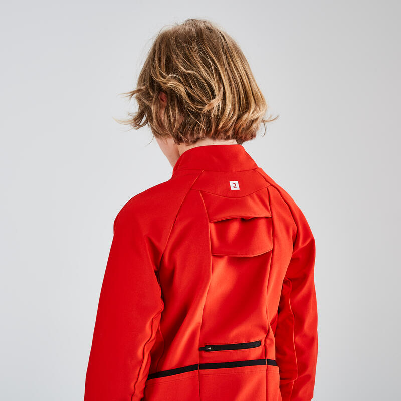Jachetă ciclism 900 Roșu-Negru Copii