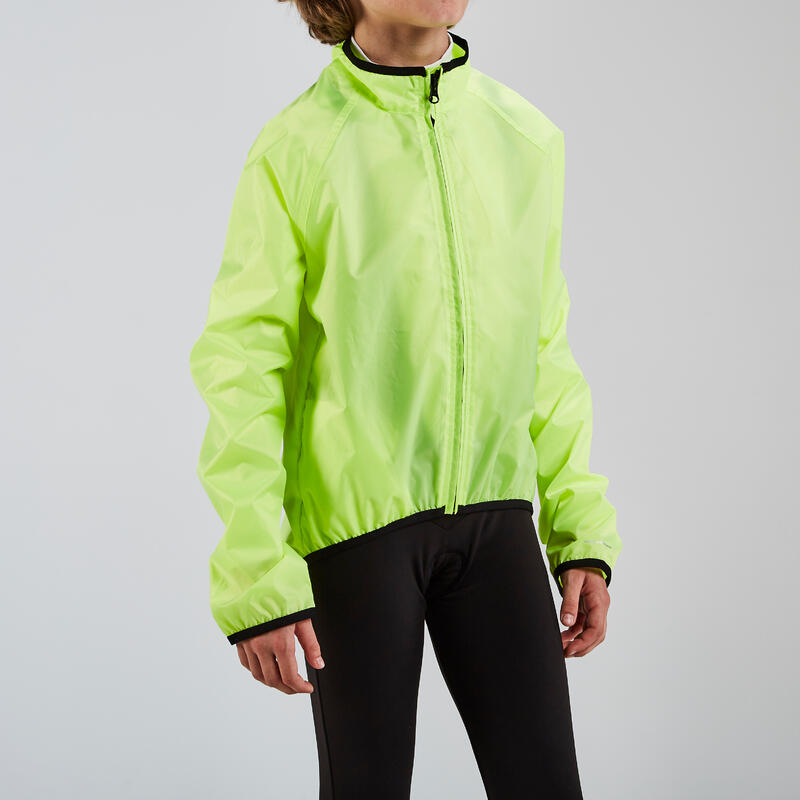 Chaqueta impermeable ciclismo niños 100 amarillo 