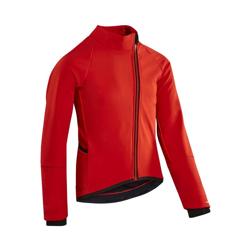 Jachetă ciclism 900 Roșu-Negru Copii