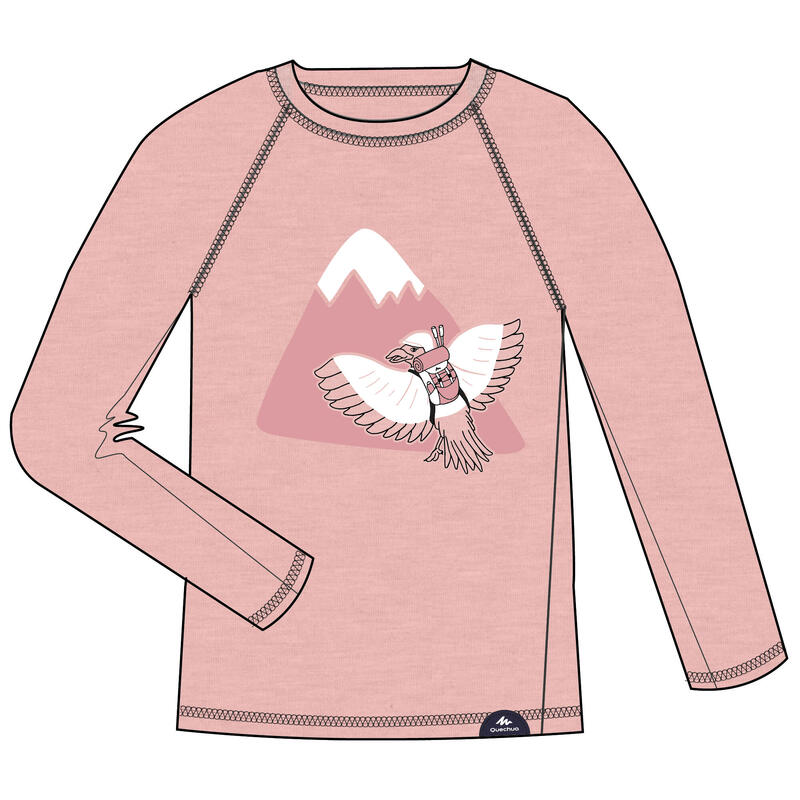 T-shirt montagna bambina MH150 ANTI-UV rosa