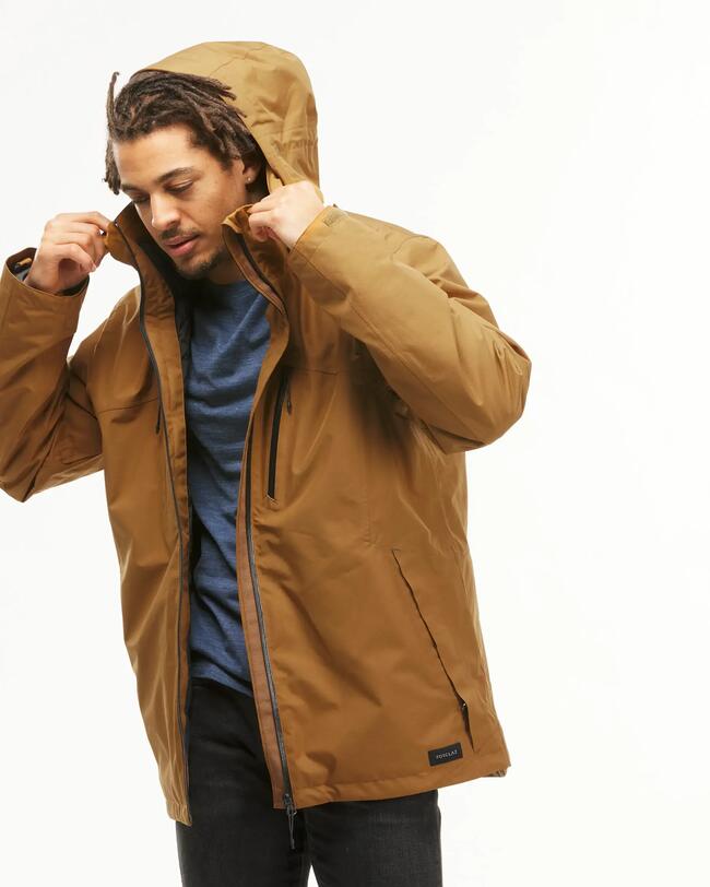 Chaqueta de trekking 3 en 1 impermeable Hombre - TRAVEL 500 -10 °C - Camel