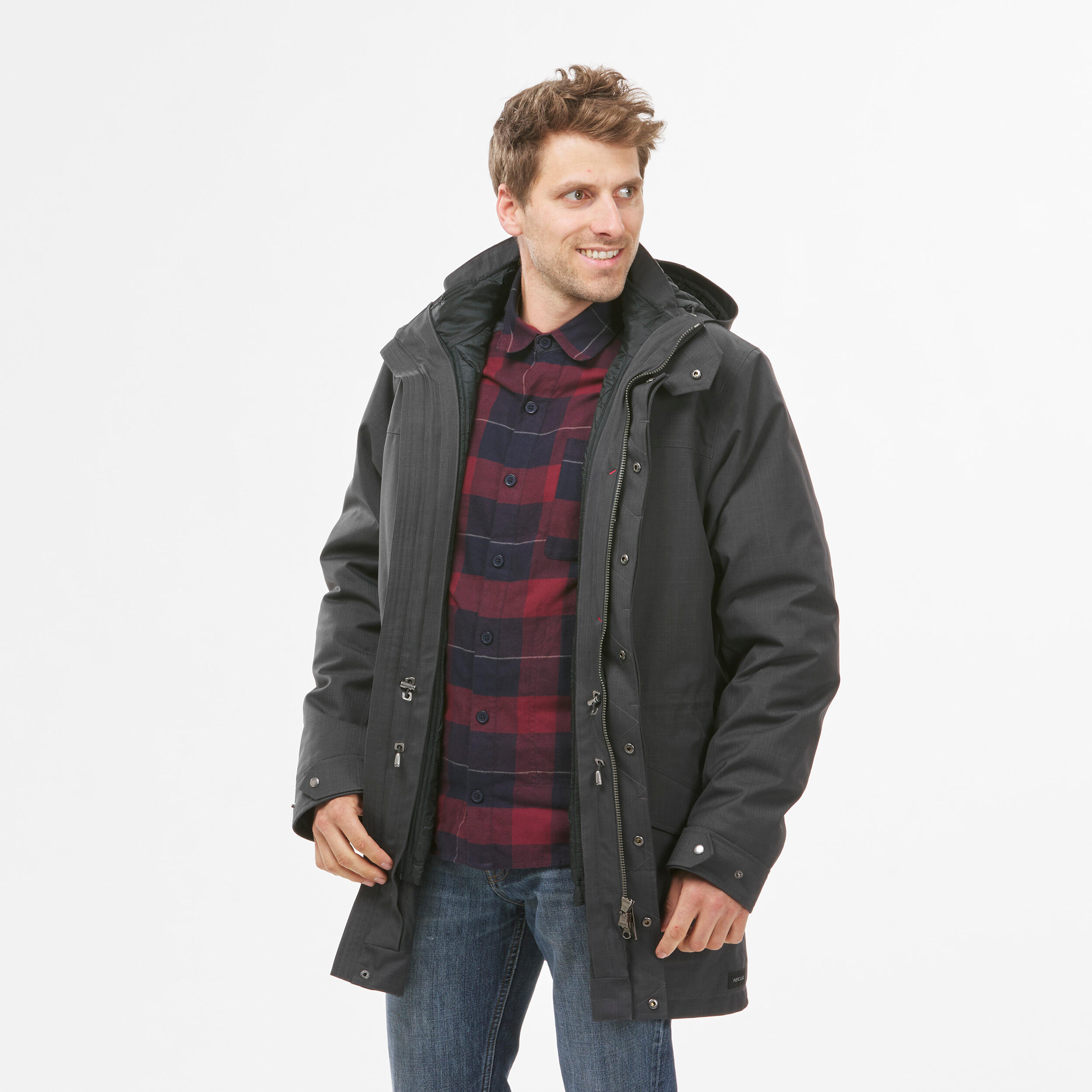 Veste 3en1 imperm able de trek voyage TRAVEL 700 15 C Noire Homme
