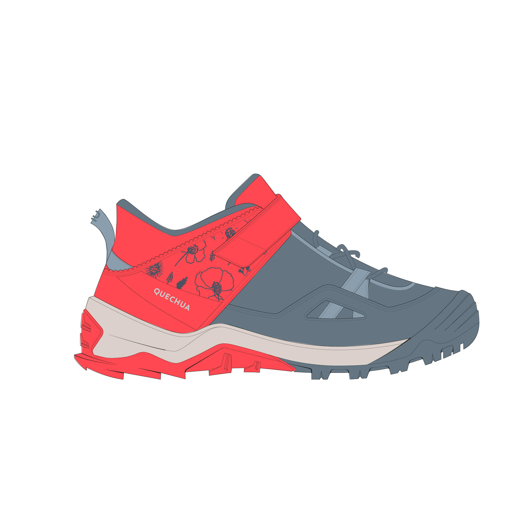 Children's Hiking Boots with Riptab System Crossrock Size C6½ to 1½ - pink blue 13/13