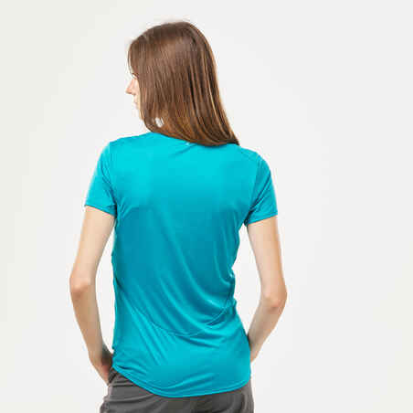 Women's Mountain Walking Short-Sleeved T-Shirt MH100 - Turquoise