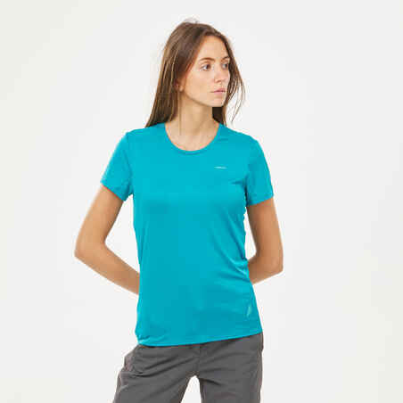 Women's Mountain Walking Short-Sleeved T-Shirt MH100 - Turquoise