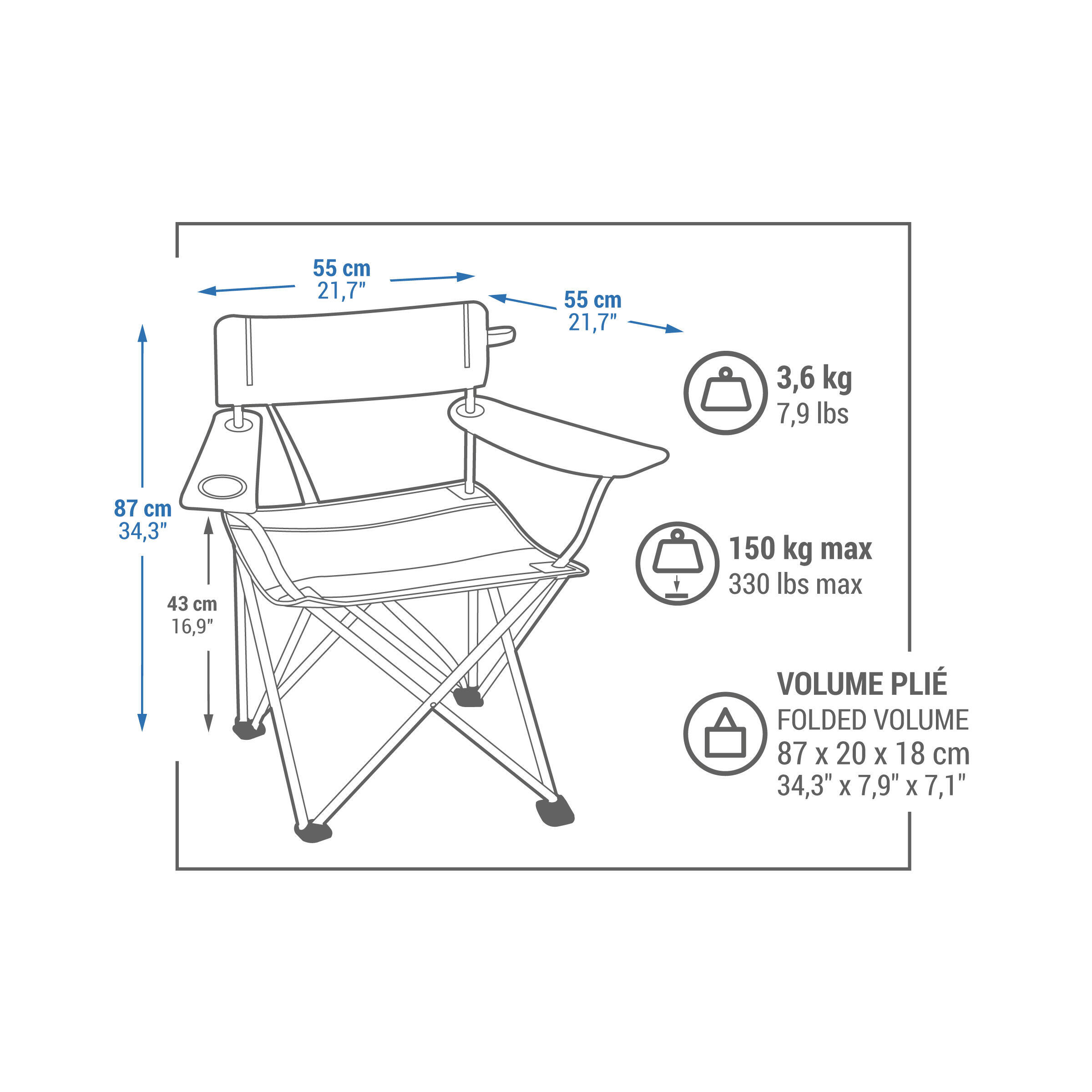 Camping Big Folding Armchair - Basic XL 3/11
