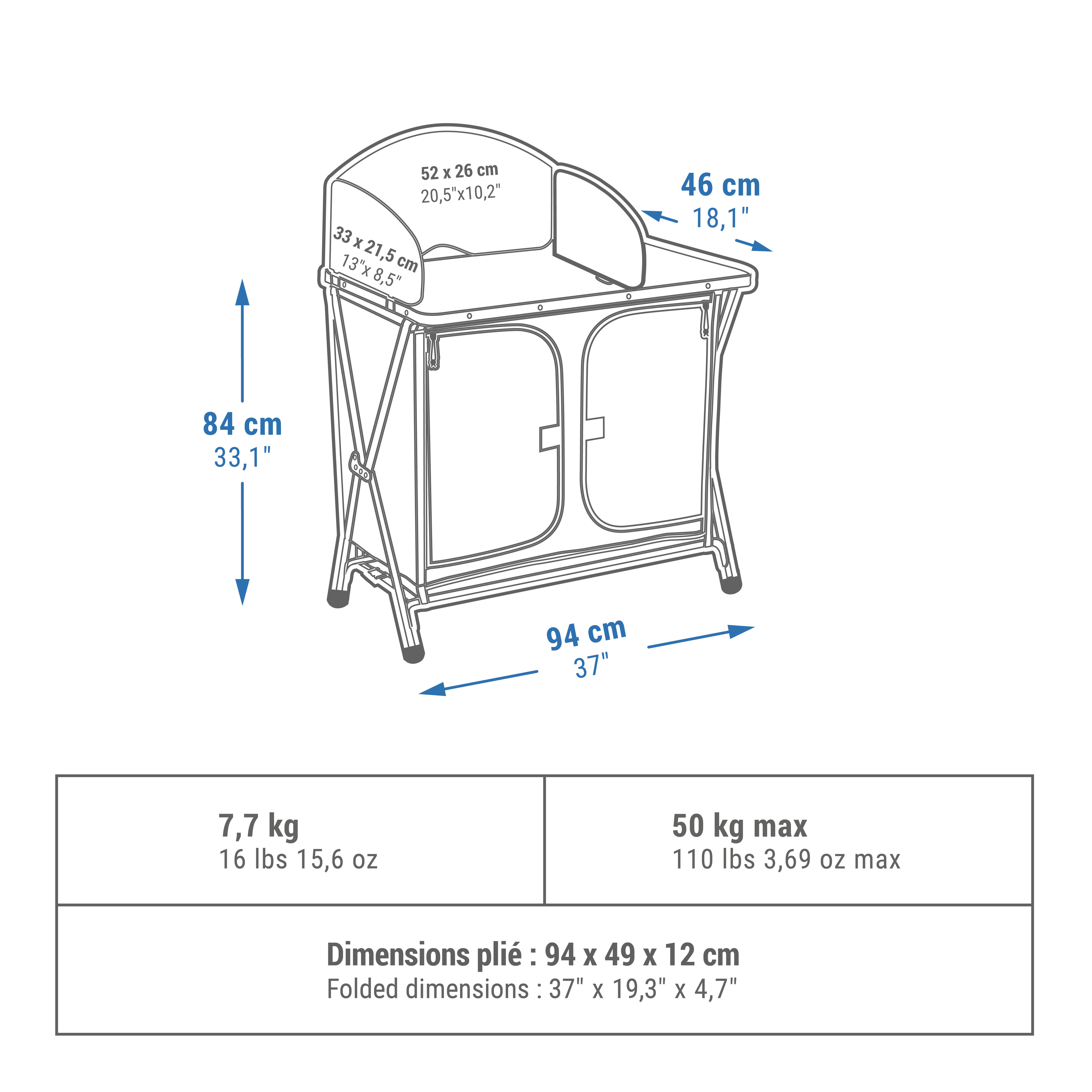 Meuble de cuisine pliable pour le camping - QUECHUA