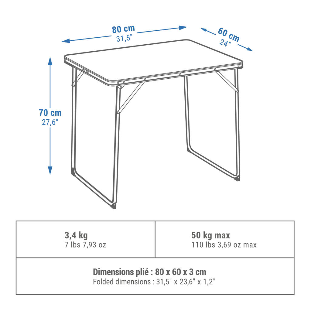 TABLE DE CAMPING PLIANTE - 2 À 4 PERSONNES