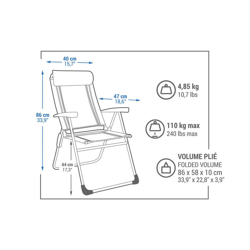 Fotel kempingowy składany Quechua Komfort