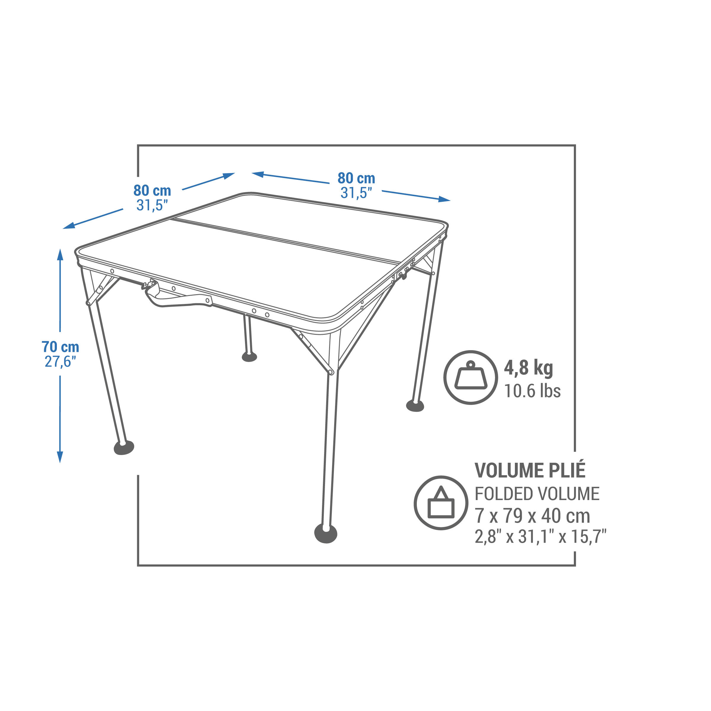 Table de camping pliable pour 4 personnes - QUECHUA