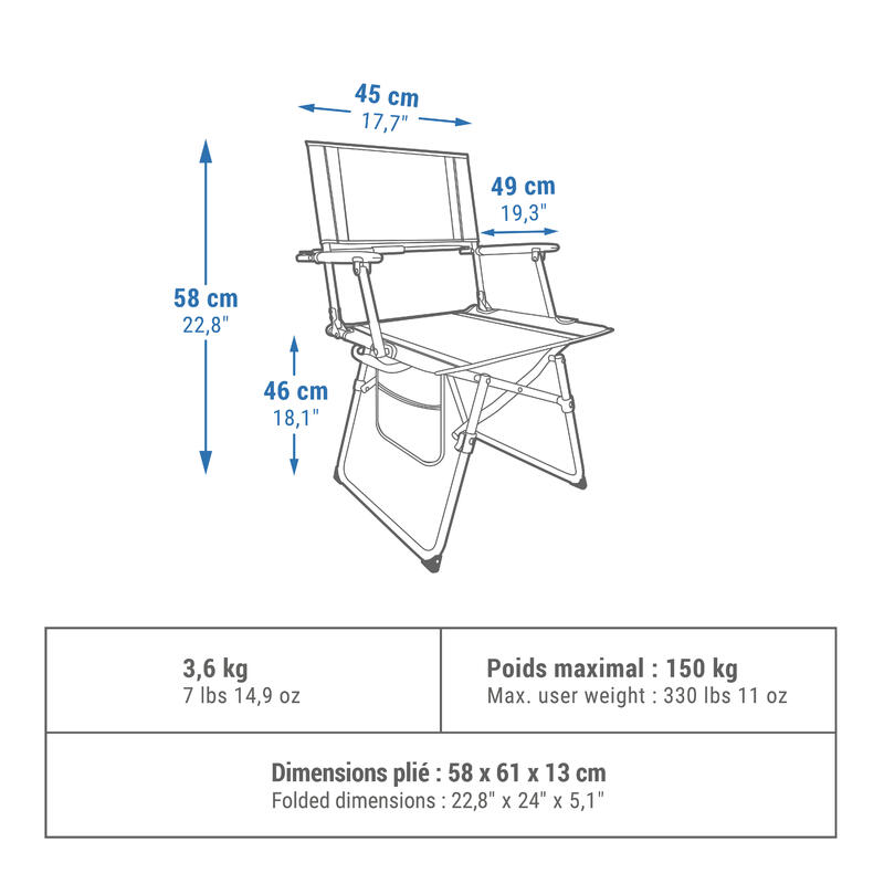 CHAISE DE TABLE PLIANTE ET CONFORTABLE POUR LE CAMPING