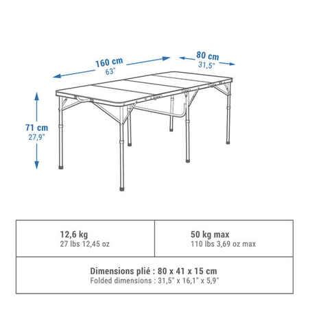 LARGE FOLDING CAMPING TABLE – 6 TO 8 PEOPLE