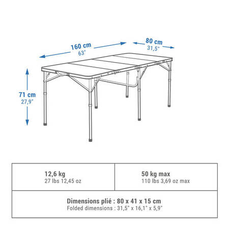 LARGE FOLDING CAMPING TABLE – 6 TO 8 PEOPLE