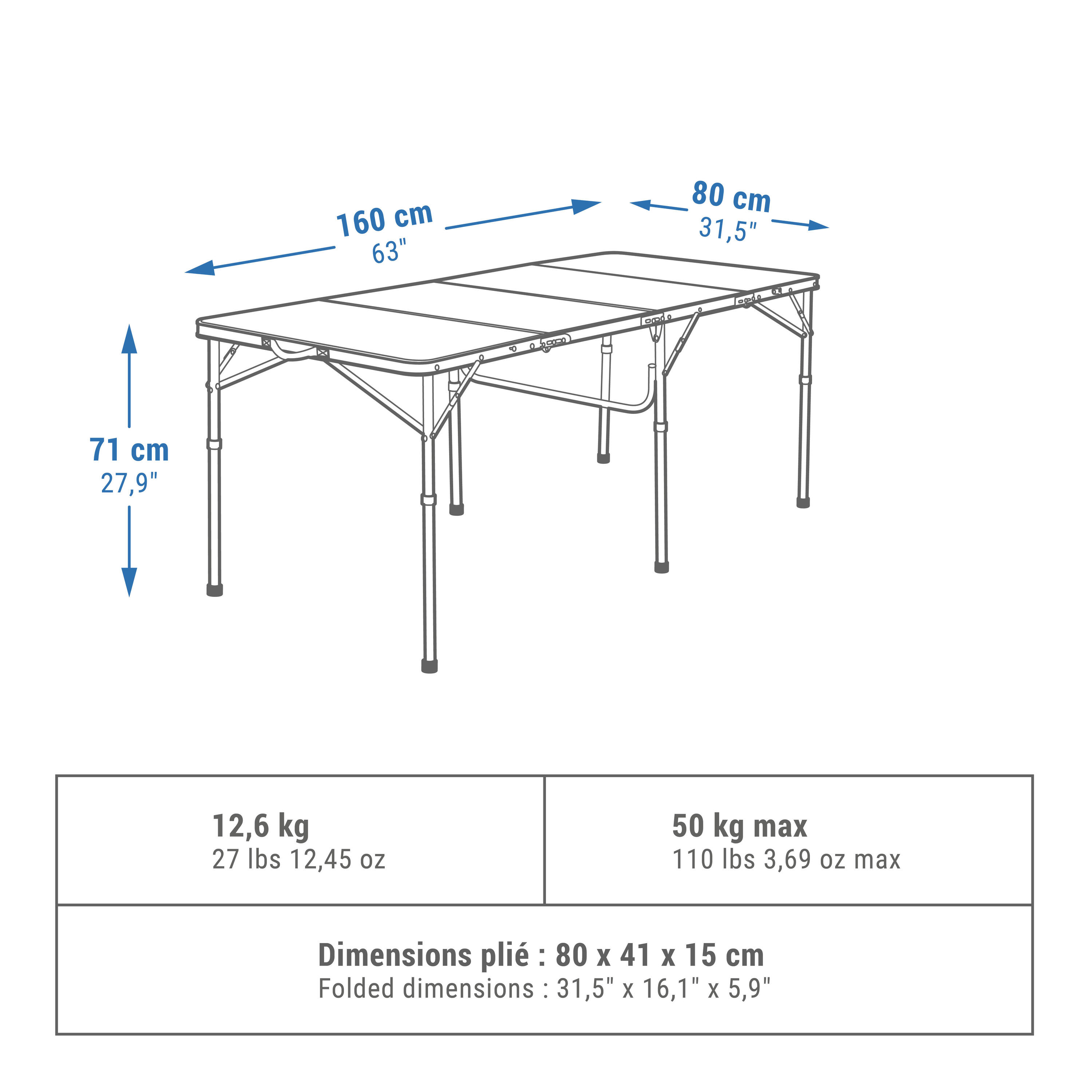 LARGE FOLDING CAMPING TABLE – 6 TO 8 PEOPLE 2/10