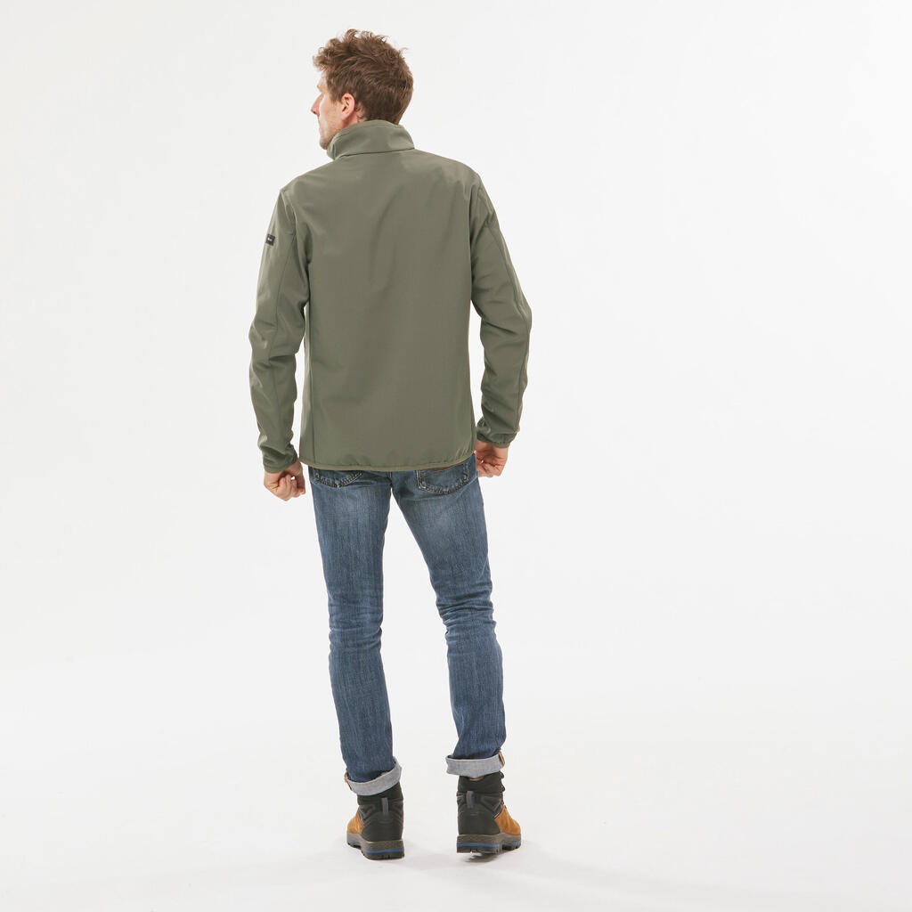 Jakna za treking MT100 Softshell vetrootporna muška - kaki