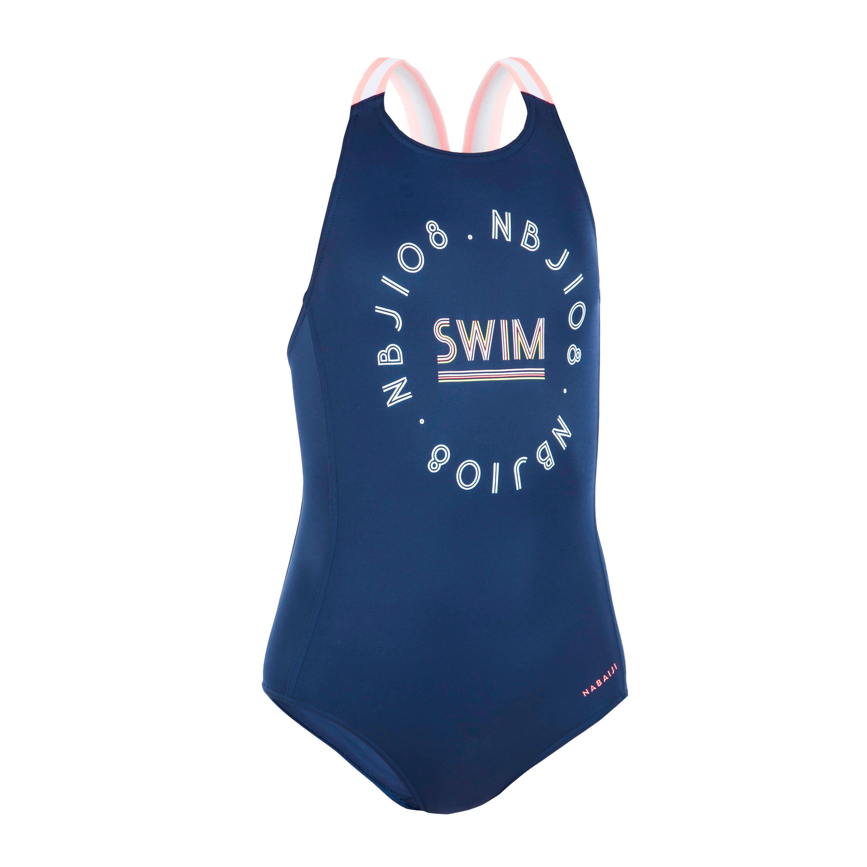 Girls' 1-piece swimsuit Vega+ navy 2/4