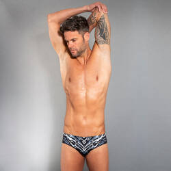 MEN'S PRINTED SWIMMING TRUNKS 900 XEN - BLACK