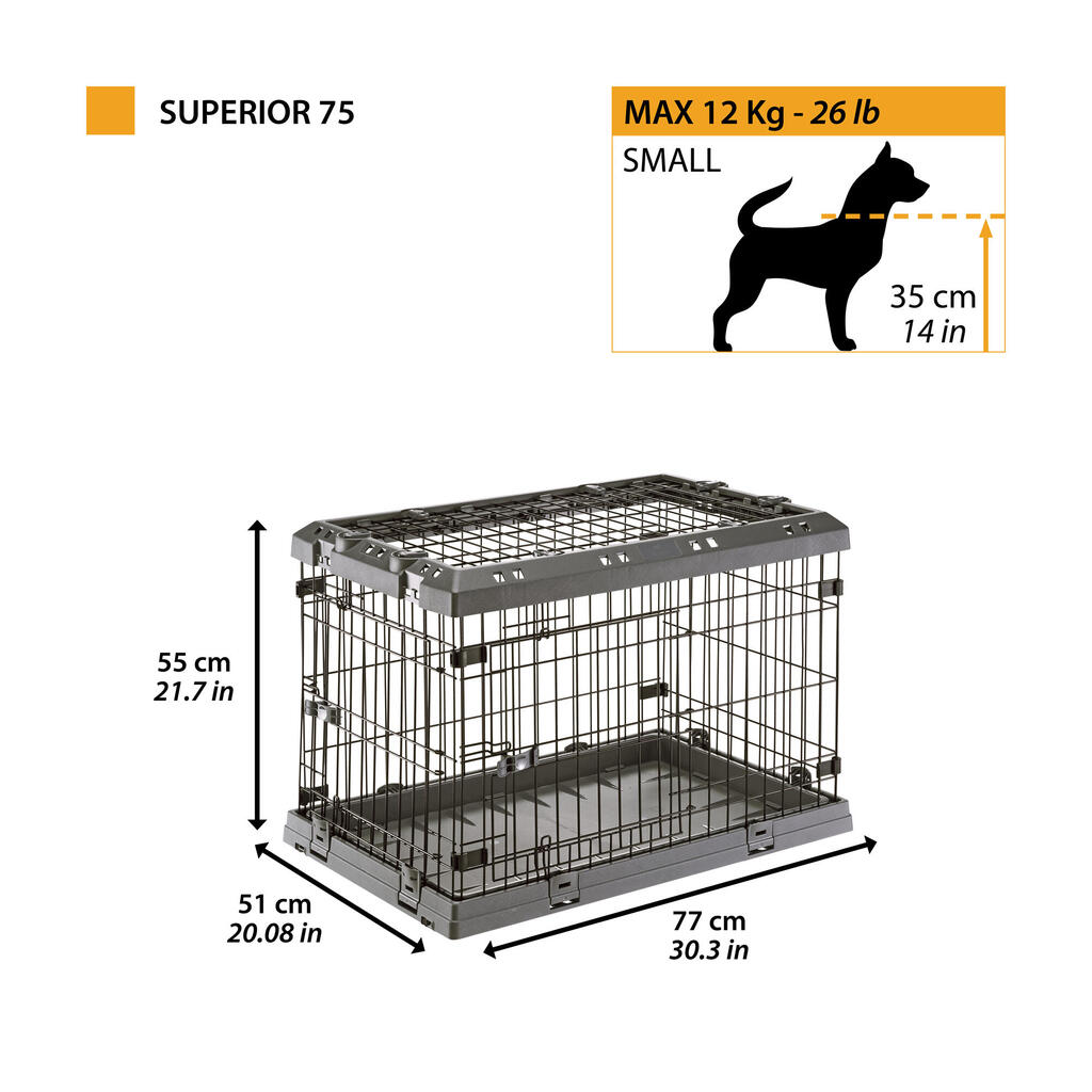 Hundebox faltbar SUPERIOR 75 (M) Gitter für einen Hund