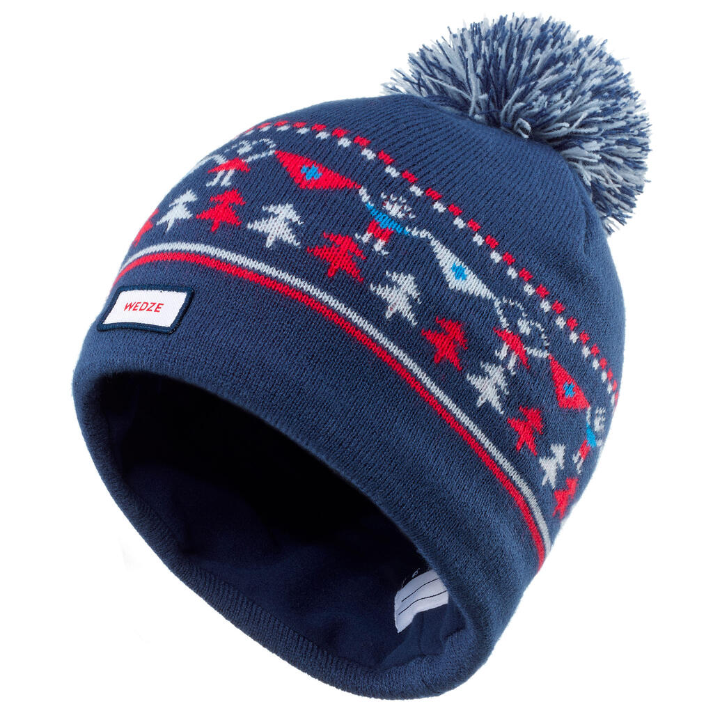 KIDS’ SKI HAT - JACQUARD - PINK TURQUOISE