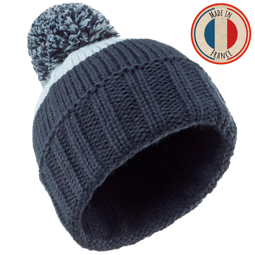 Kids’ ski hat  made in france - grand nord - navy blue/light grey