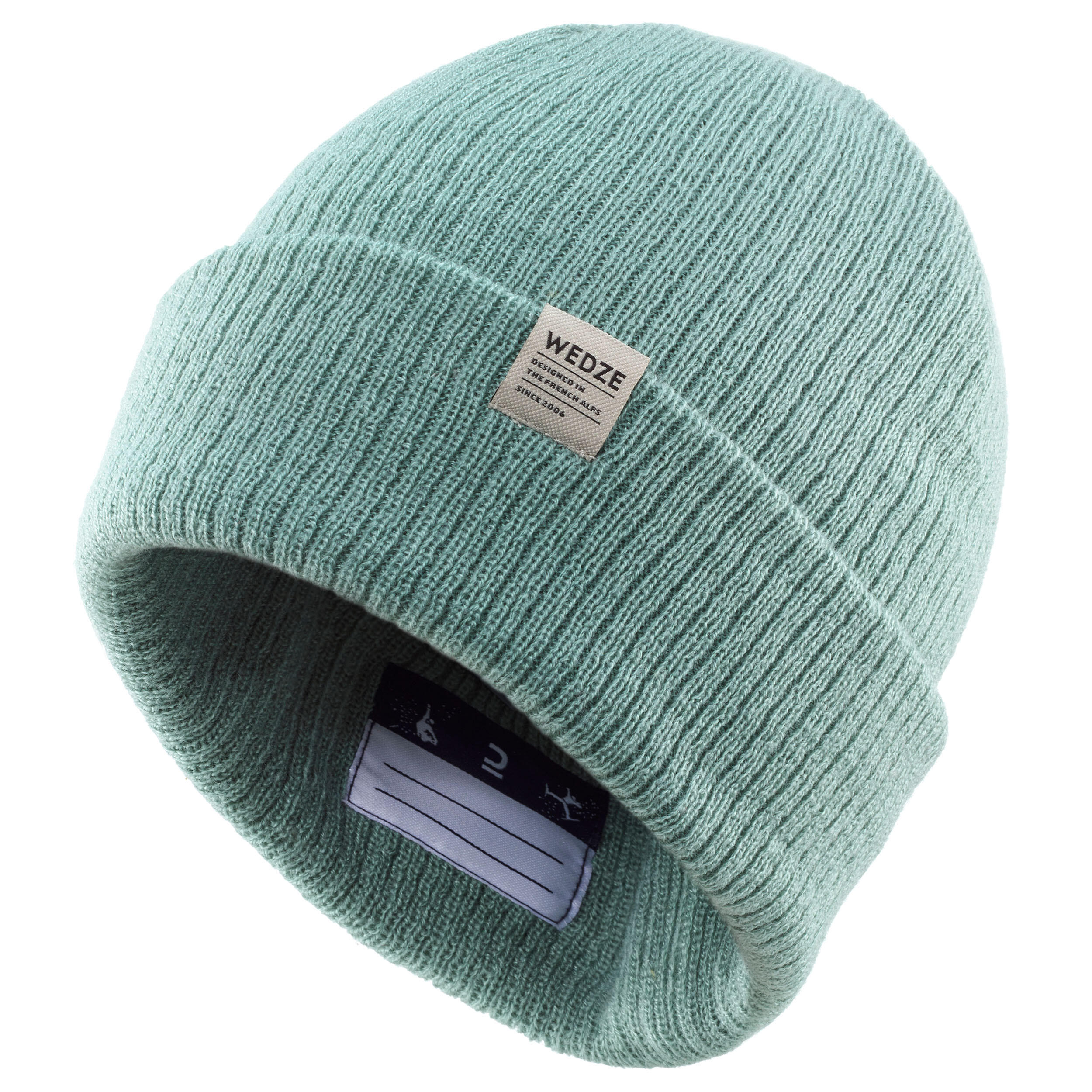 Kids' Skiing Beanie Hat Fisherman - Blue/Green 3/8