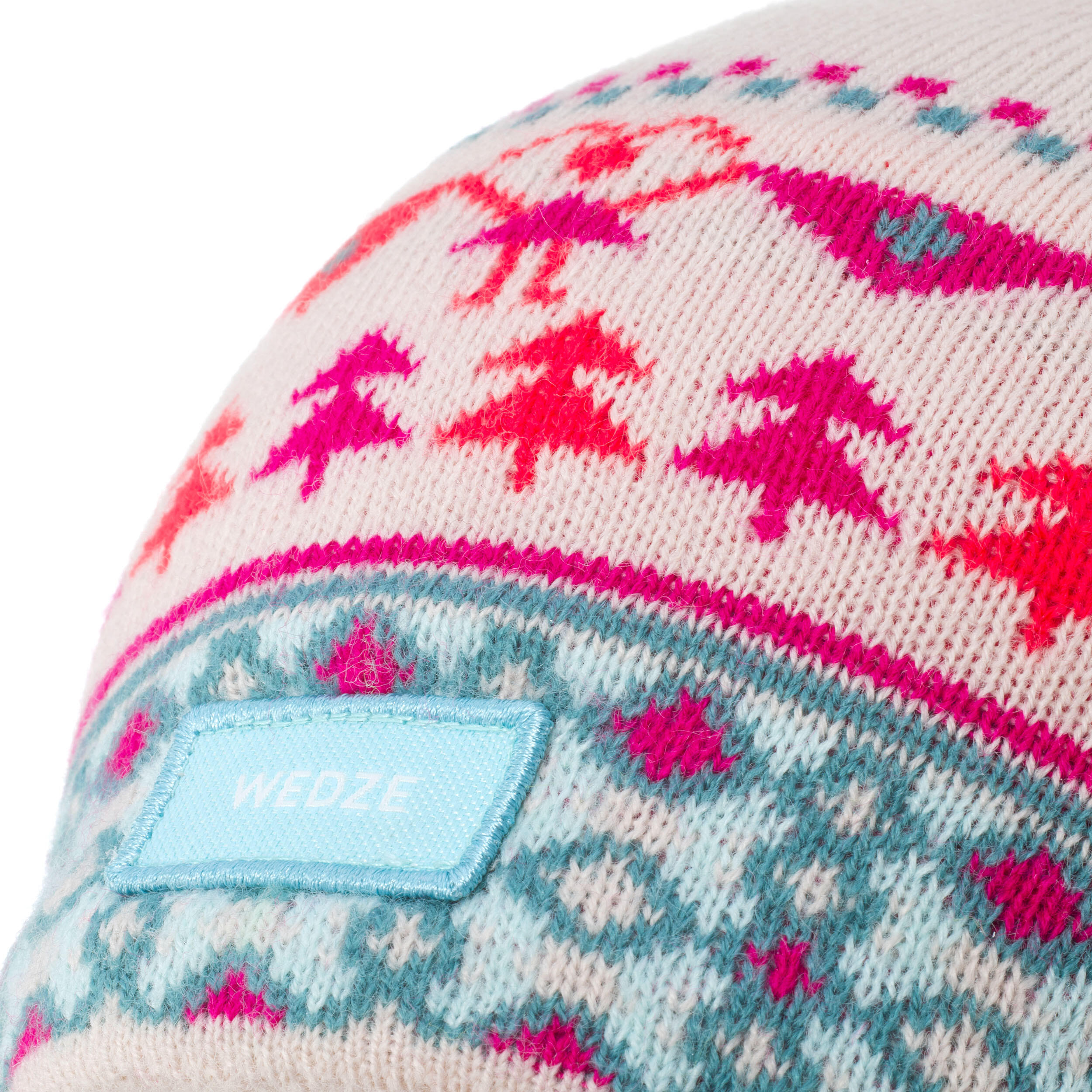 Tuque de ski enfant- jacquard blanc/rose - WEDZE